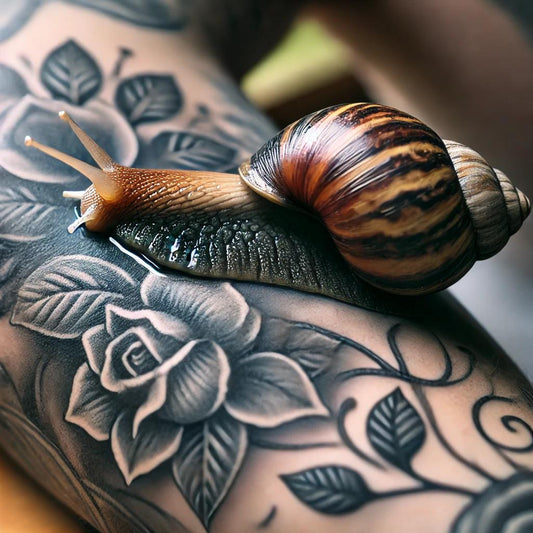 Un escargot se baladant sur un tatouage
