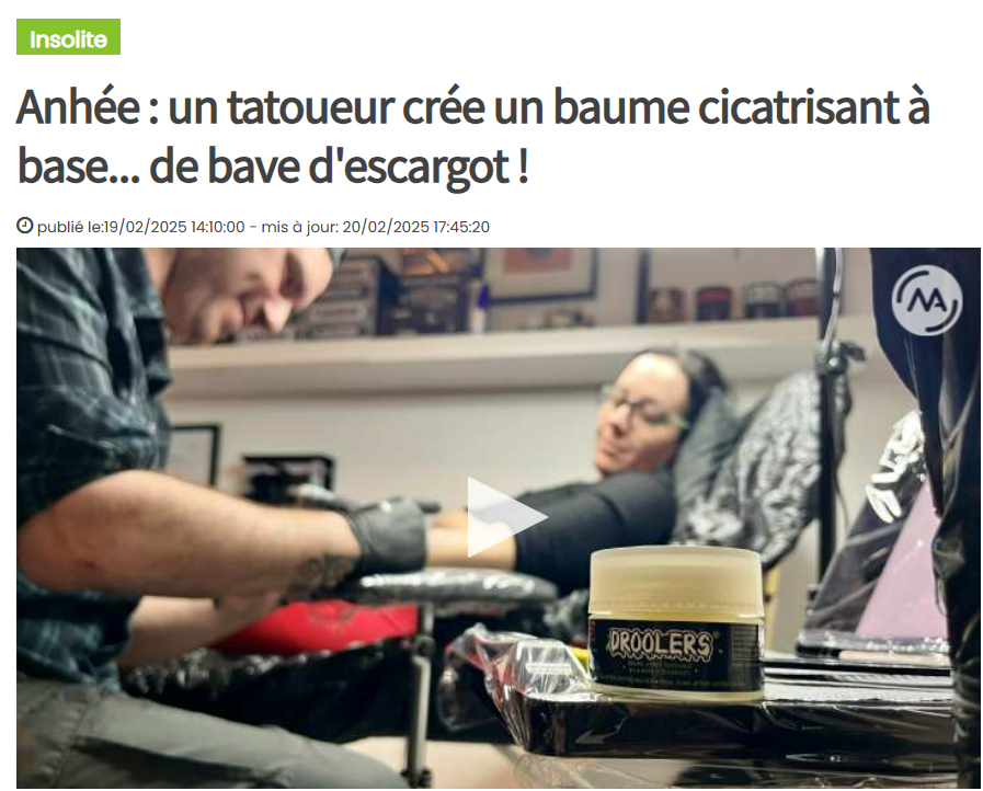 Un tatoueur crée un baume cicatrisant à base de bave d'escargot