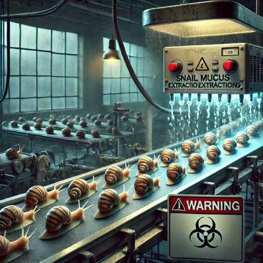 Des escargots à la chaîne entrant dans une machine d'extraction de mucus 