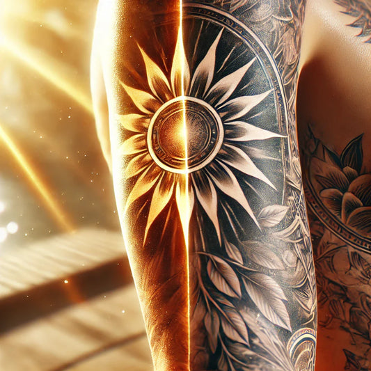 Un tatouage frappé par les rayons du soleil
